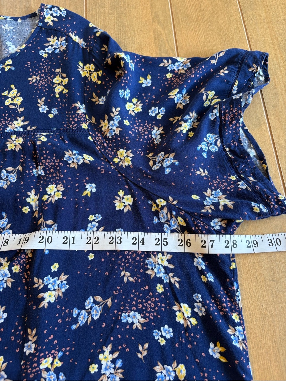 Torrid Dress Women 4 Navy Floral Babydoll Short Sleeve Rayon Boho Cottagecore - Picture 8 of 10